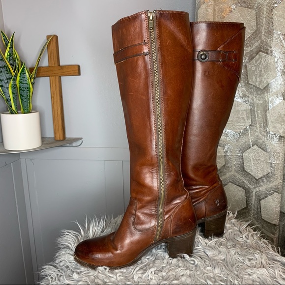 Frye Heeled Riding Boots Tobacco - Picture 4 of 10